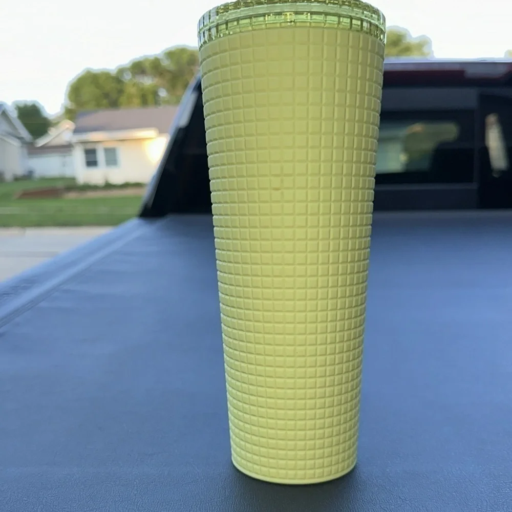 New Starbucks Meadow Yellow Soft Touch Tumbler 24oz